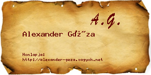 Alexander Géza névjegykártya